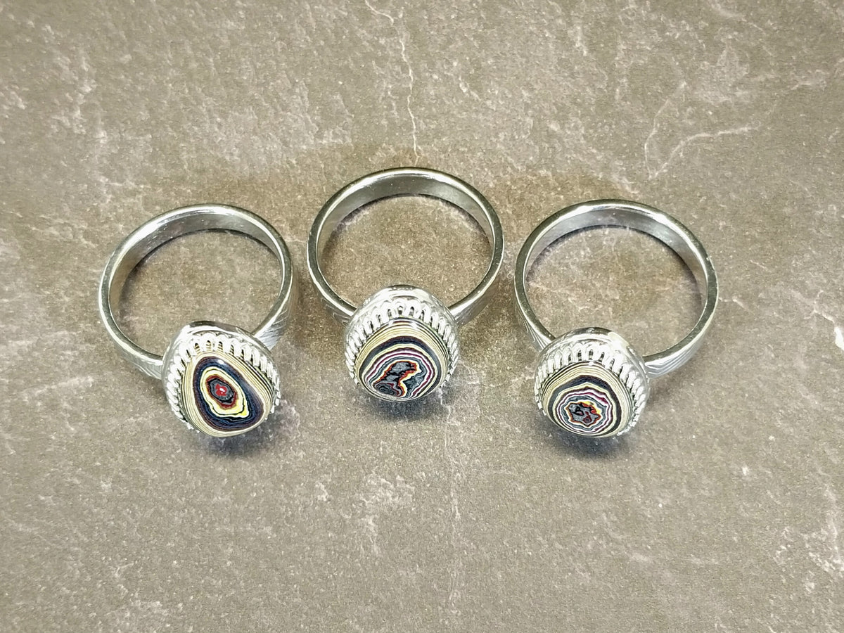 Fordite Corvetteite Silver Ring Vette Ring Pick Your Size, ET162