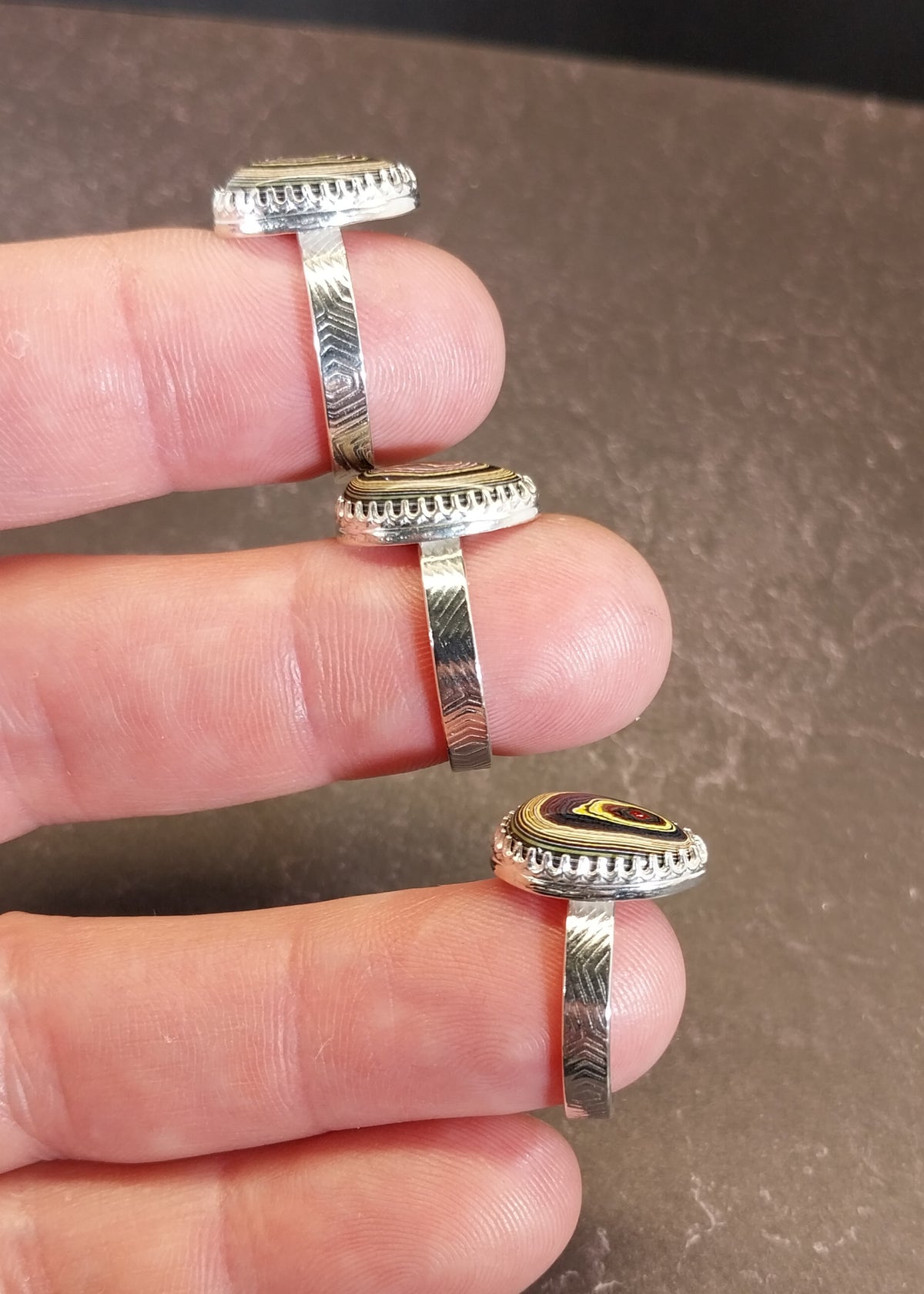 Fordite Corvetteite Silver Ring Vette Ring Pick Your Size, ET162