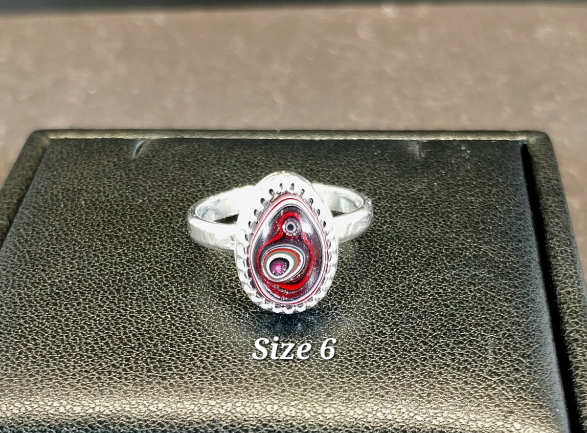 Fordite Rings Choose Your Size Solid 925 Sterling Silver, Wisconsin Handmade