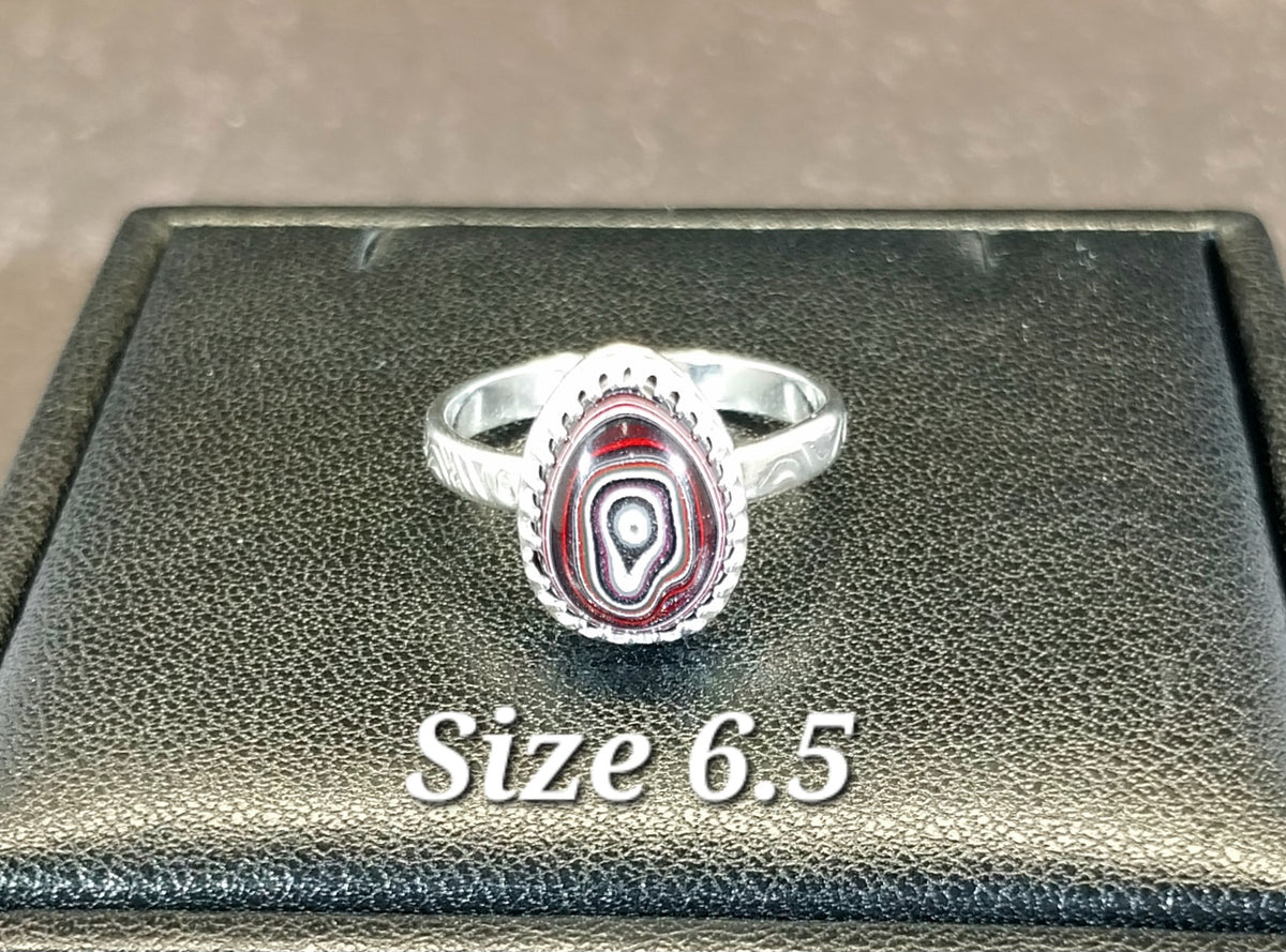Fordite Rings Choose Your Size Solid 925 Sterling Silver, Wisconsin Handmade