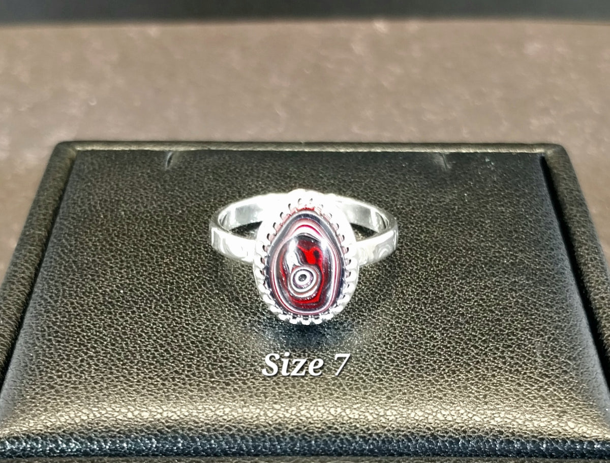 Fordite Rings Choose Your Size Solid 925 Sterling Silver, Wisconsin Handmade