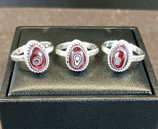 Fordite Rings Choose Your Size Solid 925 Sterling Silver, Wisconsin Handmade