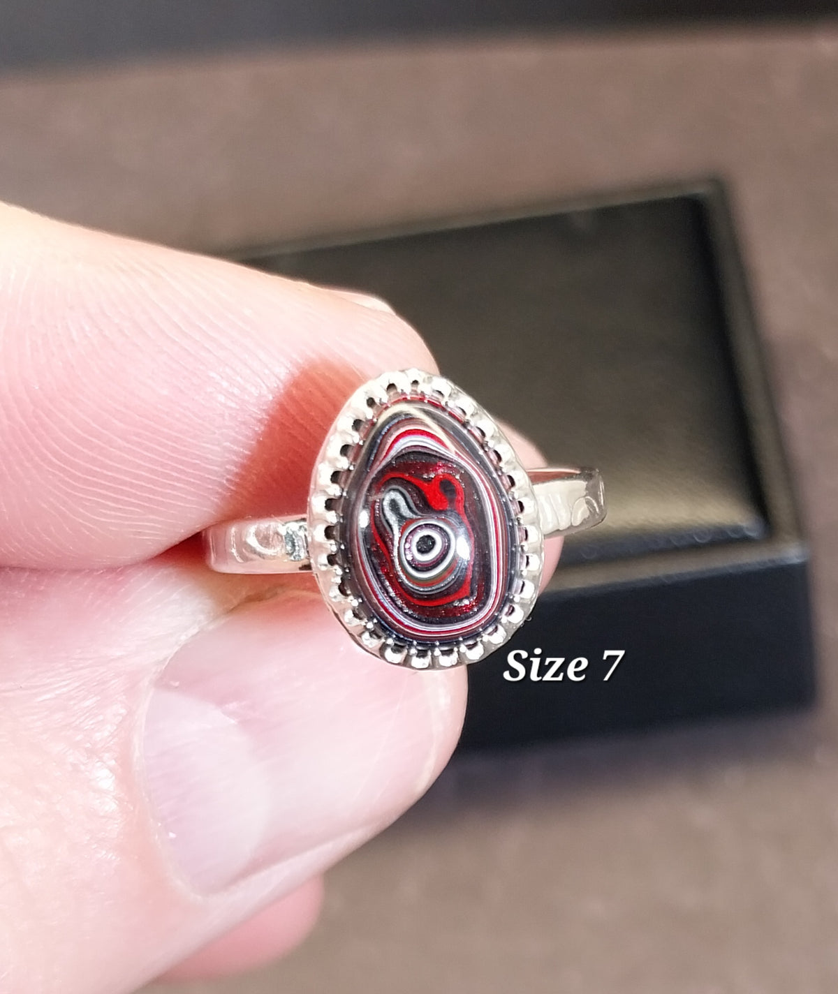 Fordite Rings Choose Your Size Solid 925 Sterling Silver, Wisconsin Handmade