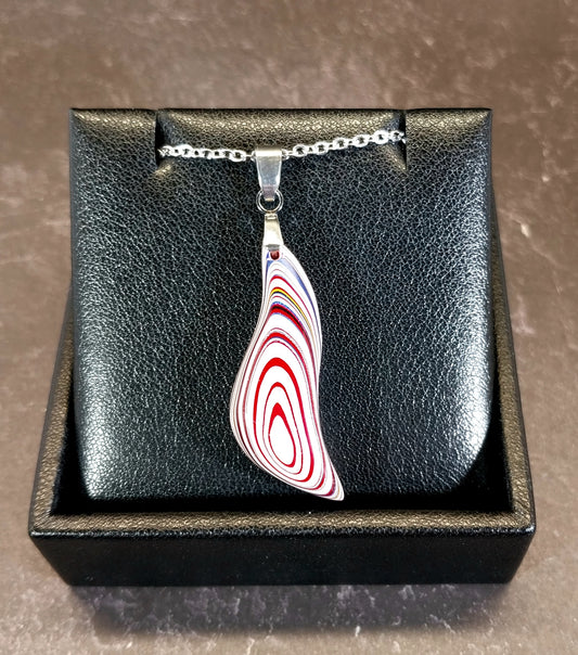 Colorful Fordite Necklace, Bird Shape, Unique Pendant