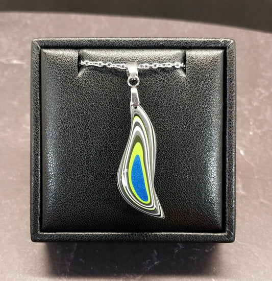 Fordite Necklace, Bird Shape, Unique Pendant, ET3