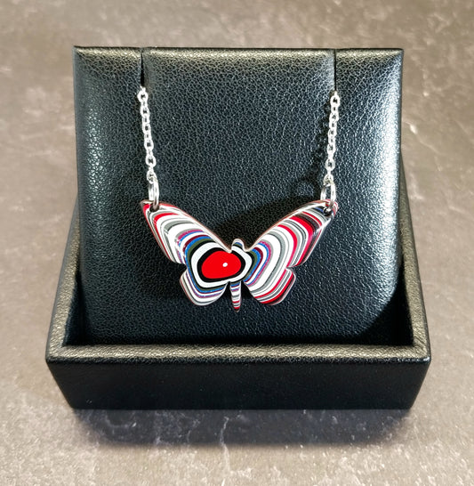 Fordite Necklace a Colorful Reversible Butterfly
