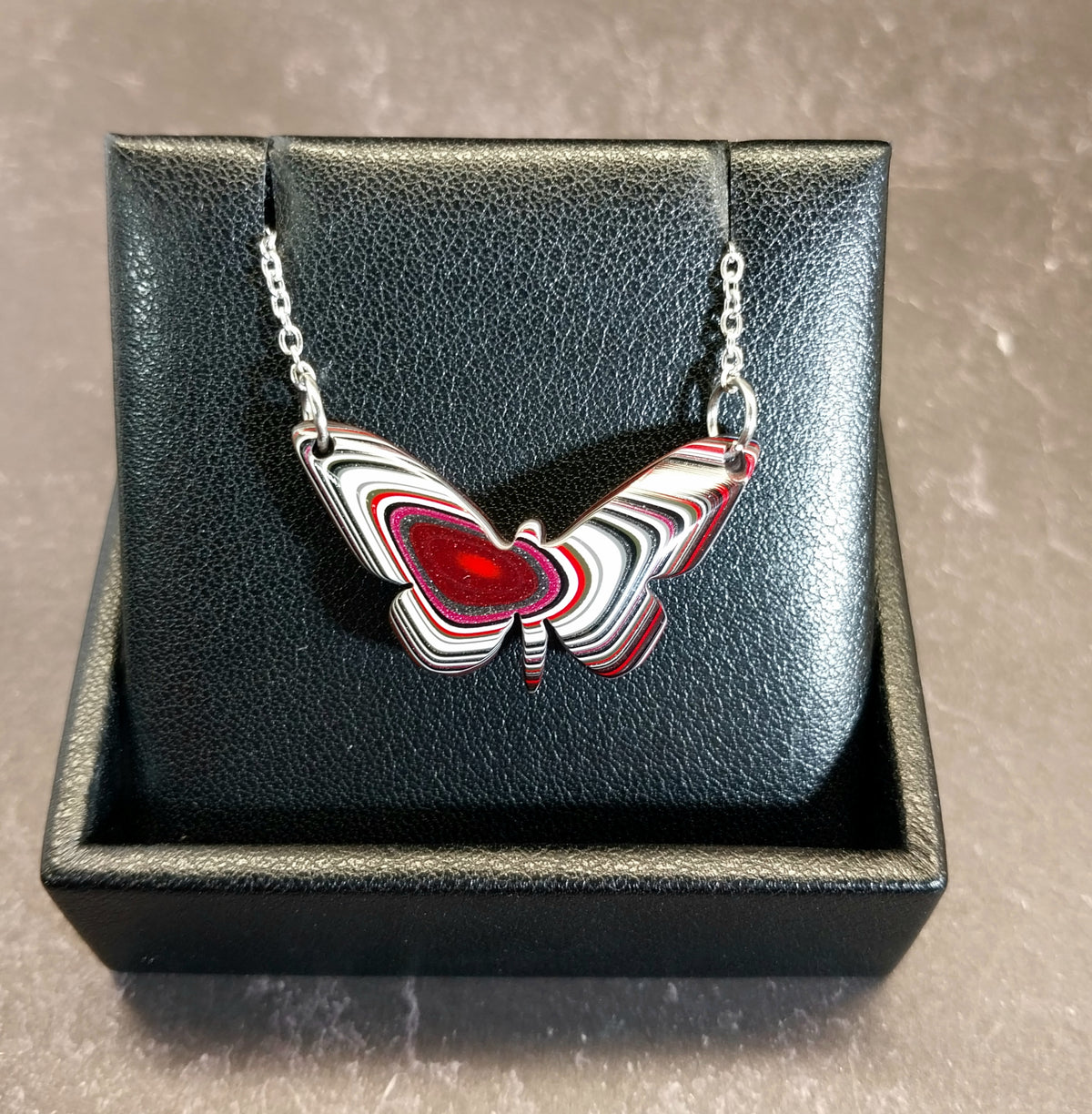 Fordite Necklace a Colorful Reversible Butterfly