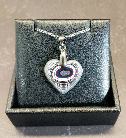 Fordite Necklace, Michigan Fordite Heart, Fordite Pendant