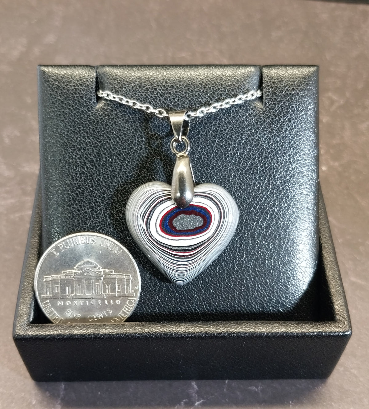 Fordite Necklace, Michigan Fordite Heart, Fordite Pendant
