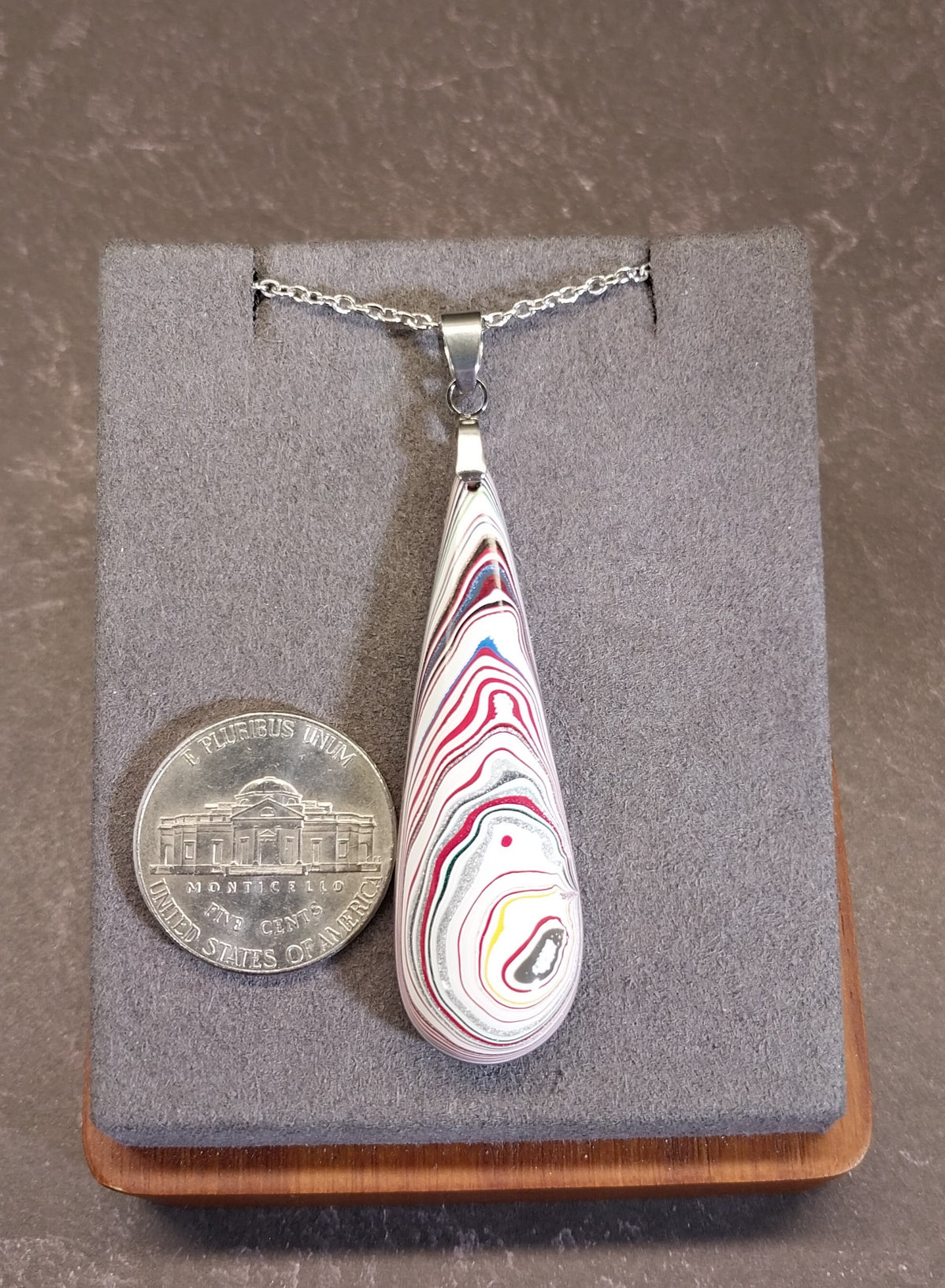 Fordite Stainless Steel Necklace, Recycled EB34
