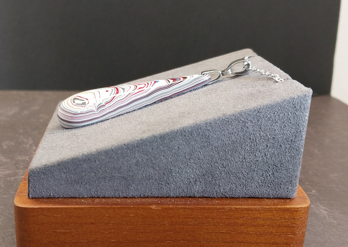 Fordite Stainless Steel Necklace, Recycled EB34