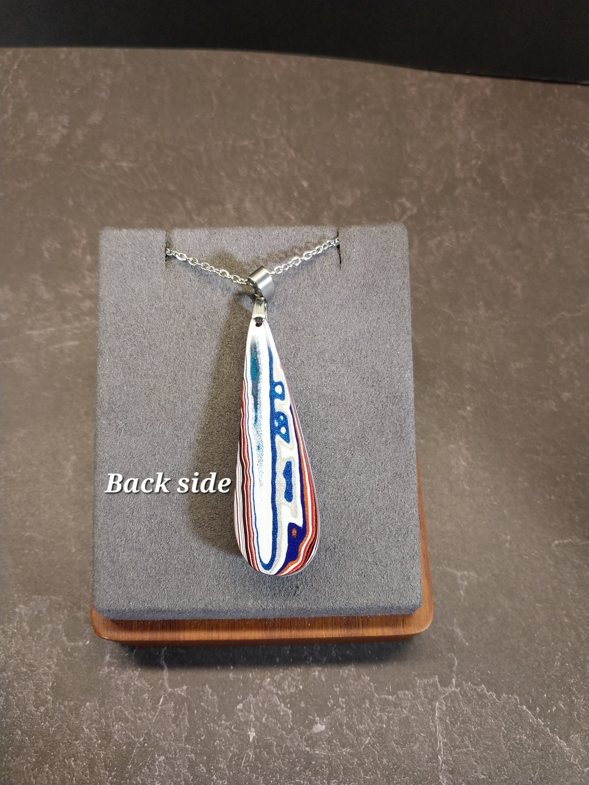 Fordite Stainless Steel Necklace, Recycled EB34
