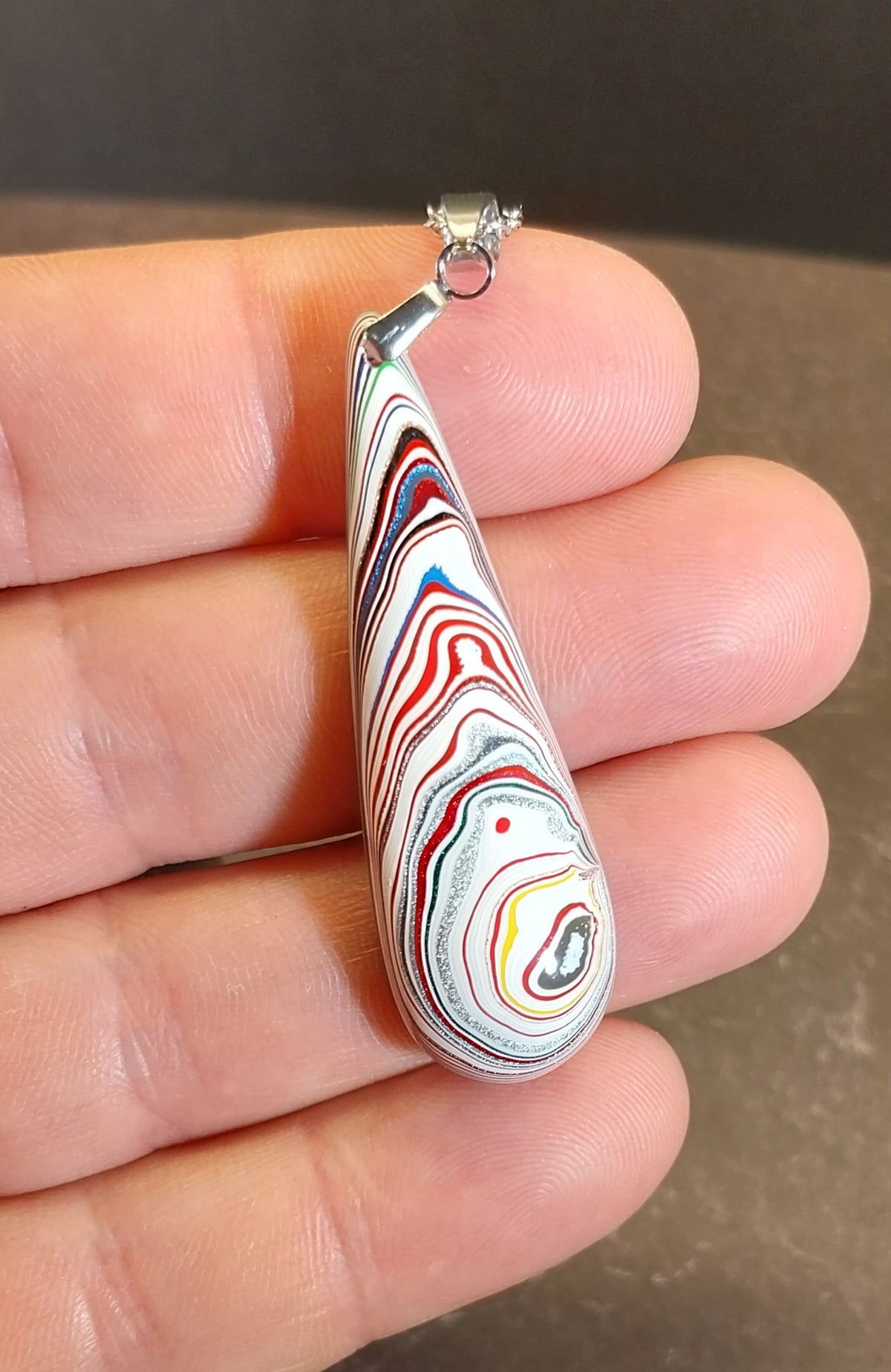 Fordite Stainless Steel Necklace, Recycled EB34
