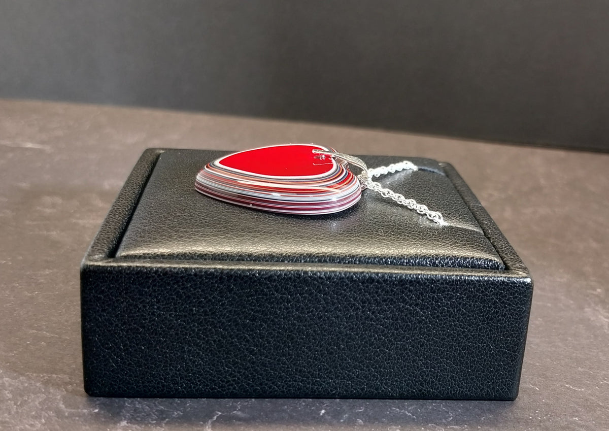Red Fordite Heart with Solid Sterling Silver Bail and Chain