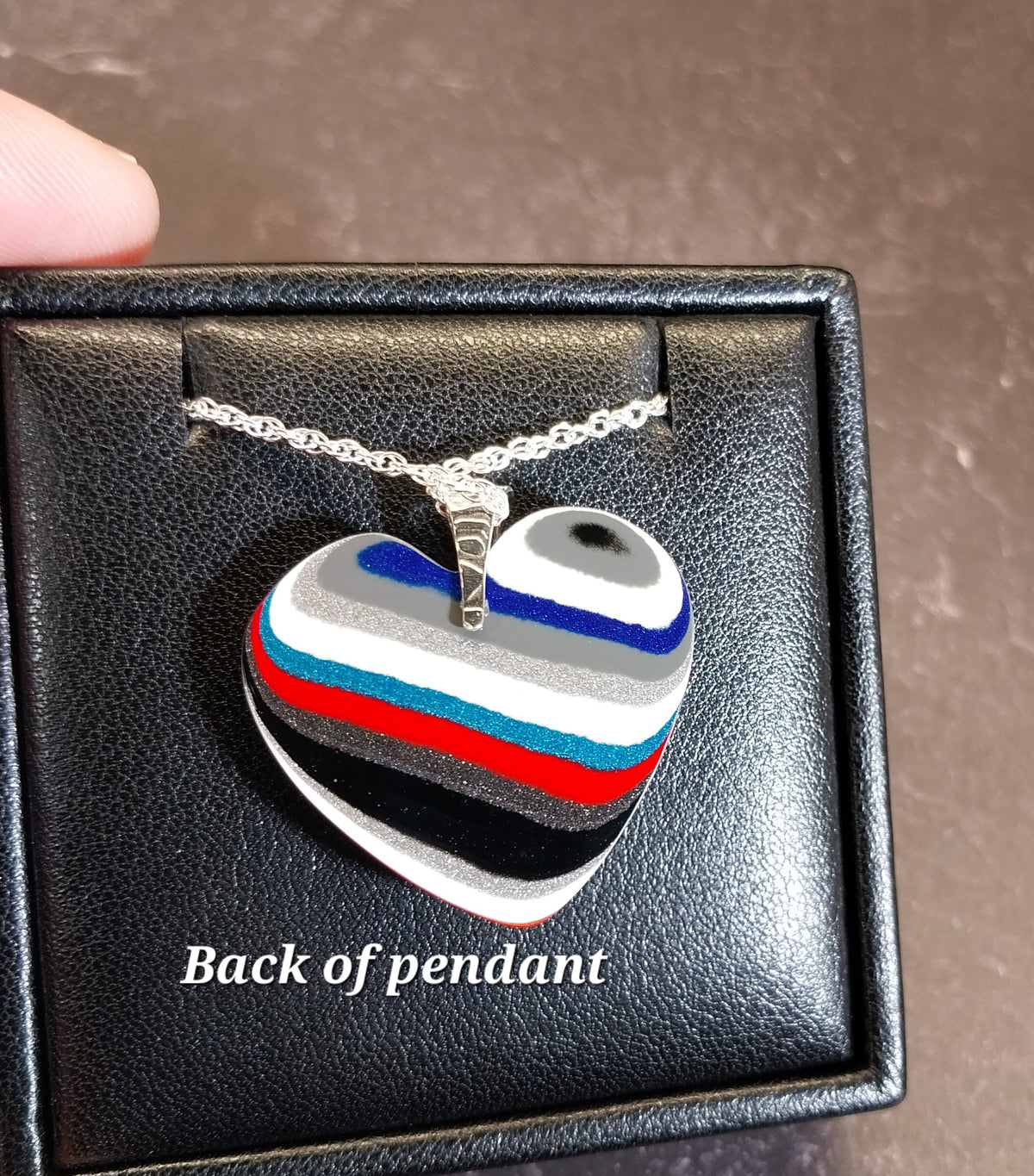 Red Fordite Heart with Solid Sterling Silver Bail and Chain