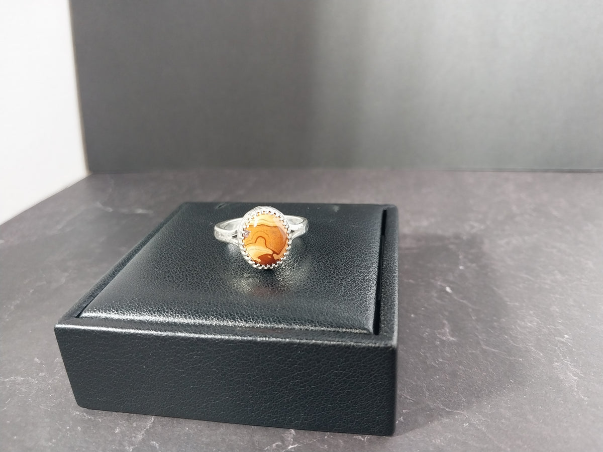 Lake Superior Agate Wisconsin Found, Solid Silver Ring Size 8