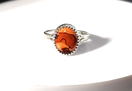 Lake Superior Agate Wisconsin Found, Solid Silver Ring Size 8