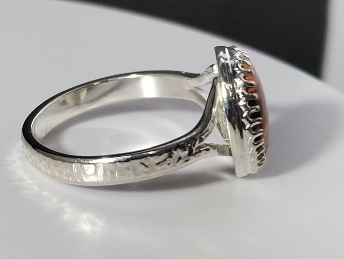 Lake Superior Agate Wisconsin Found, Solid Silver Ring Size 8