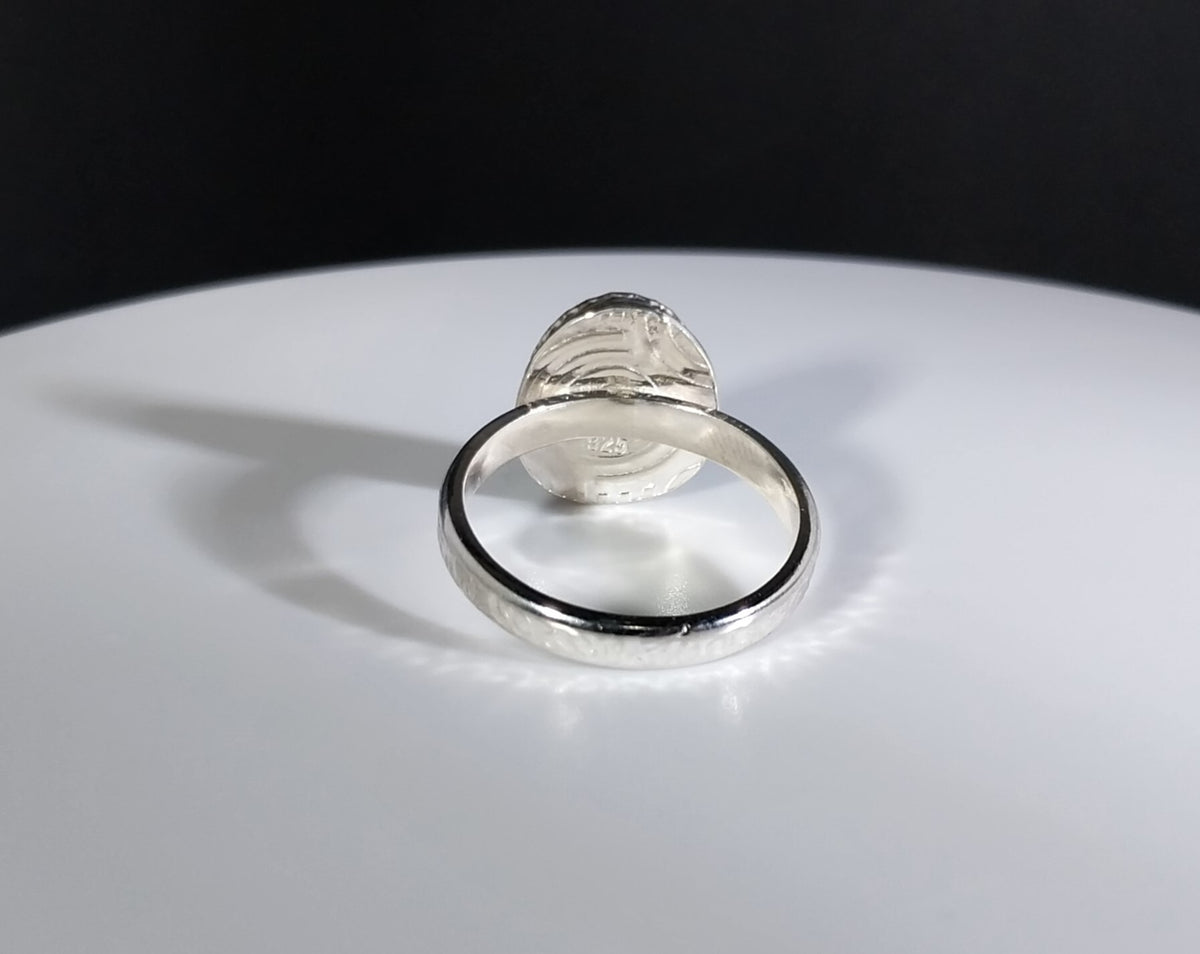 Lake Superior Agate Ring, Solid Silver, Size 6.5, Banded Eye Agate