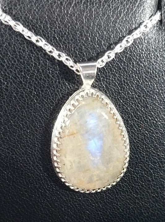 Wisconsin Moonstone Necklace in Solid Sterling Silver