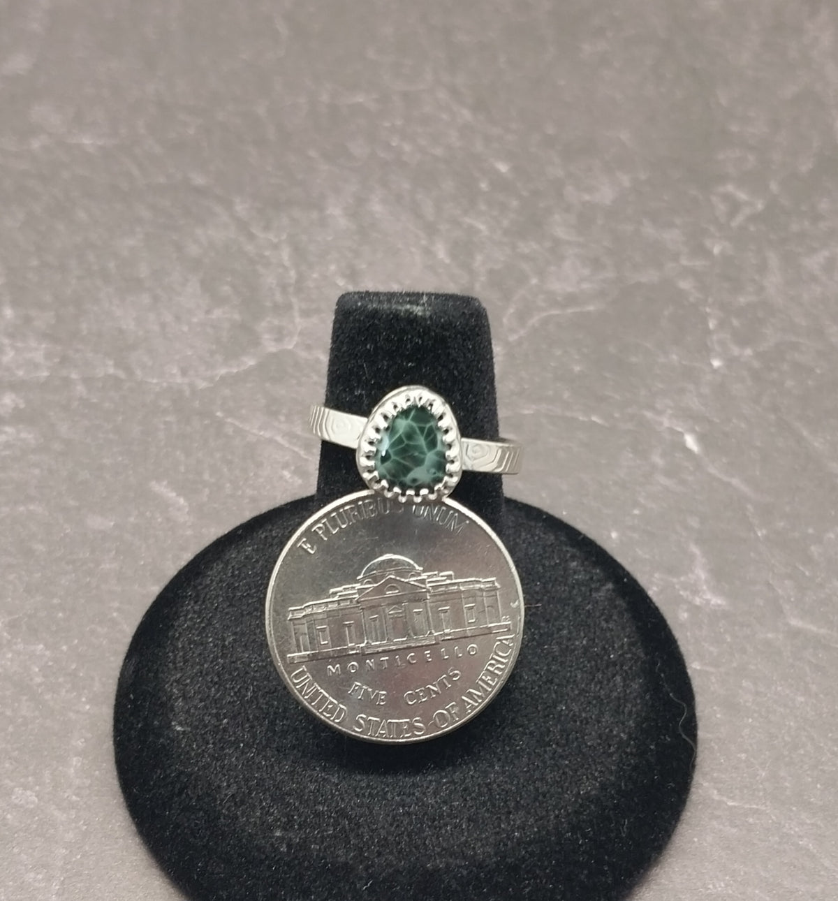 Michigan Greenstone Ring, Size 6, Solid 925 Silver, Wisconsin Handmade, Keewenaw Peninsulatone, Keewenaw Greenstone, Chlorastrolite Silver Ring, ET306