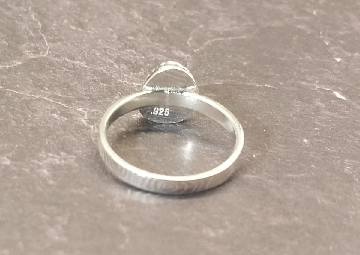 Michigan Greenstone Ring, Size 6, Solid 925 Silver, Wisconsin Handmade, Keewenaw Peninsulatone, Keewenaw Greenstone, Chlorastrolite Silver Ring, ET306