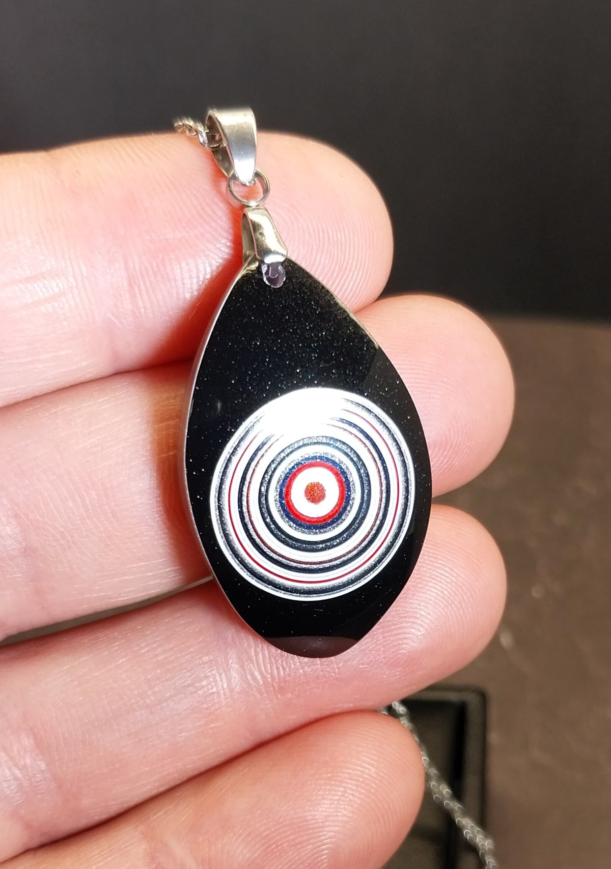 Michigan Fordite Necklace, Bulls Eye Pattern