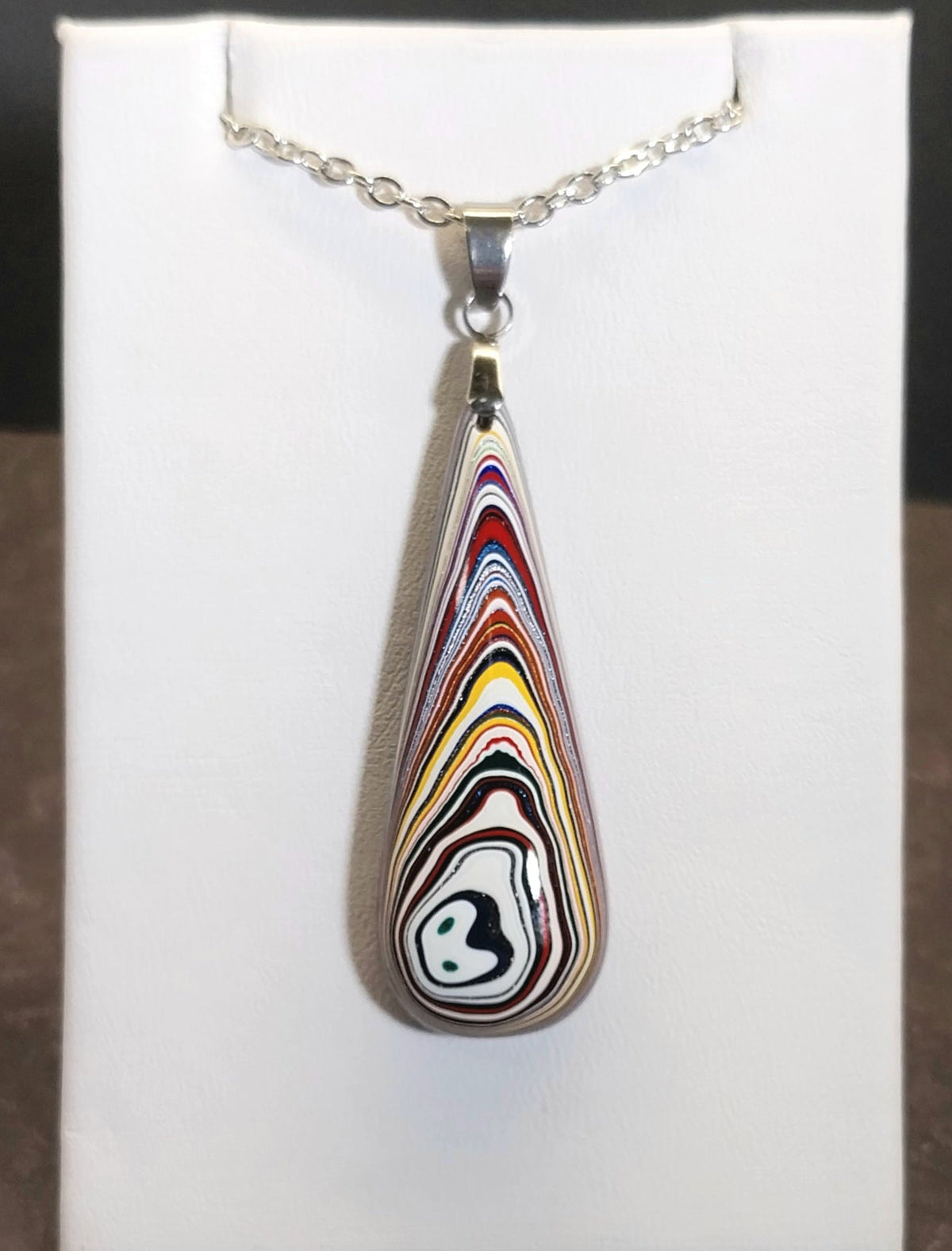 Fordite Necklace Small Teardrop, EB75
