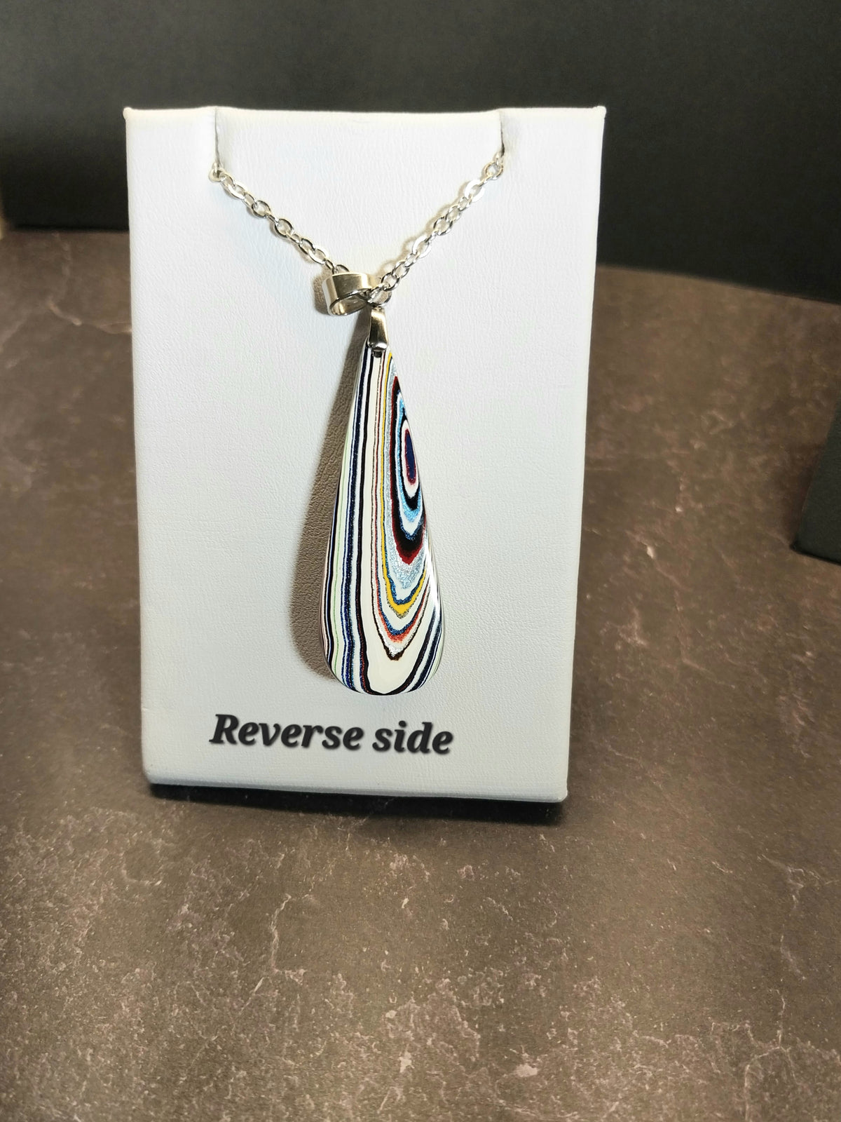 Fordite Necklace Small Teardrop, EB75