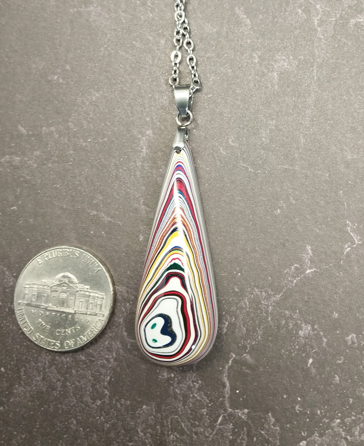 Fordite Necklace Small Teardrop, EB75