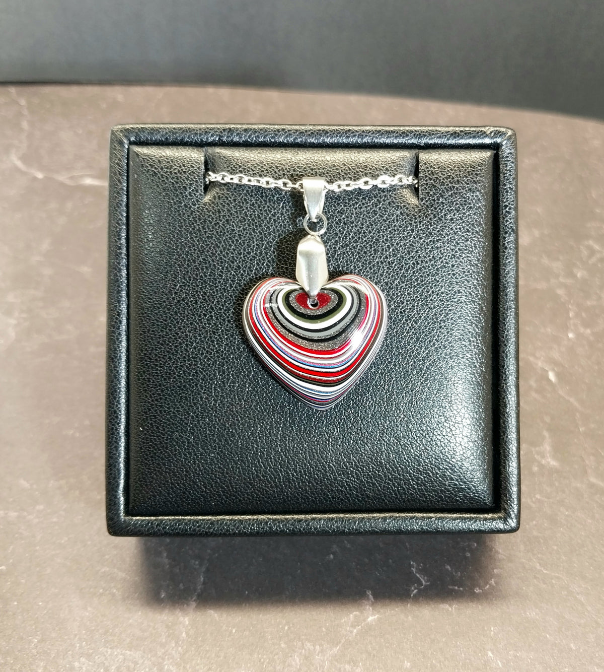 Fordite Heart with Bright Colors, Medium Sized