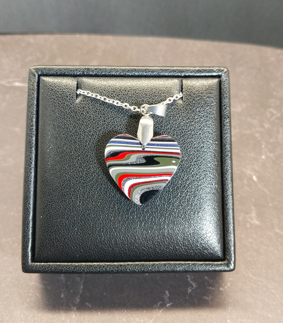 Fordite Heart with Bright Colors, Medium Sized