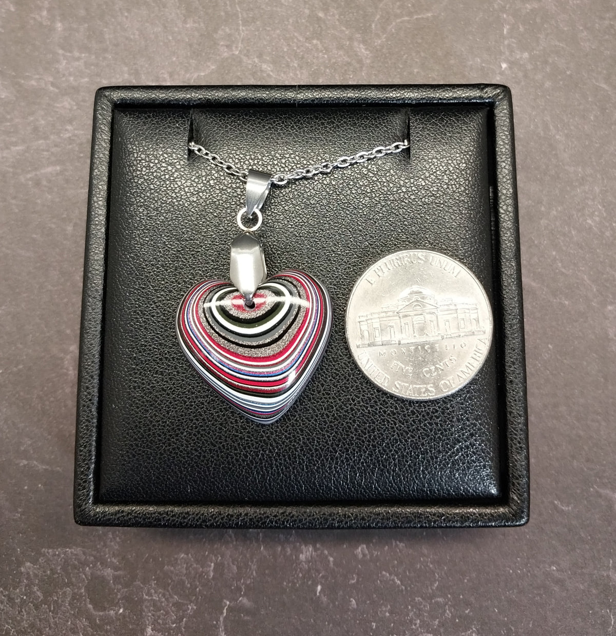 Fordite Heart with Bright Colors, Medium Sized