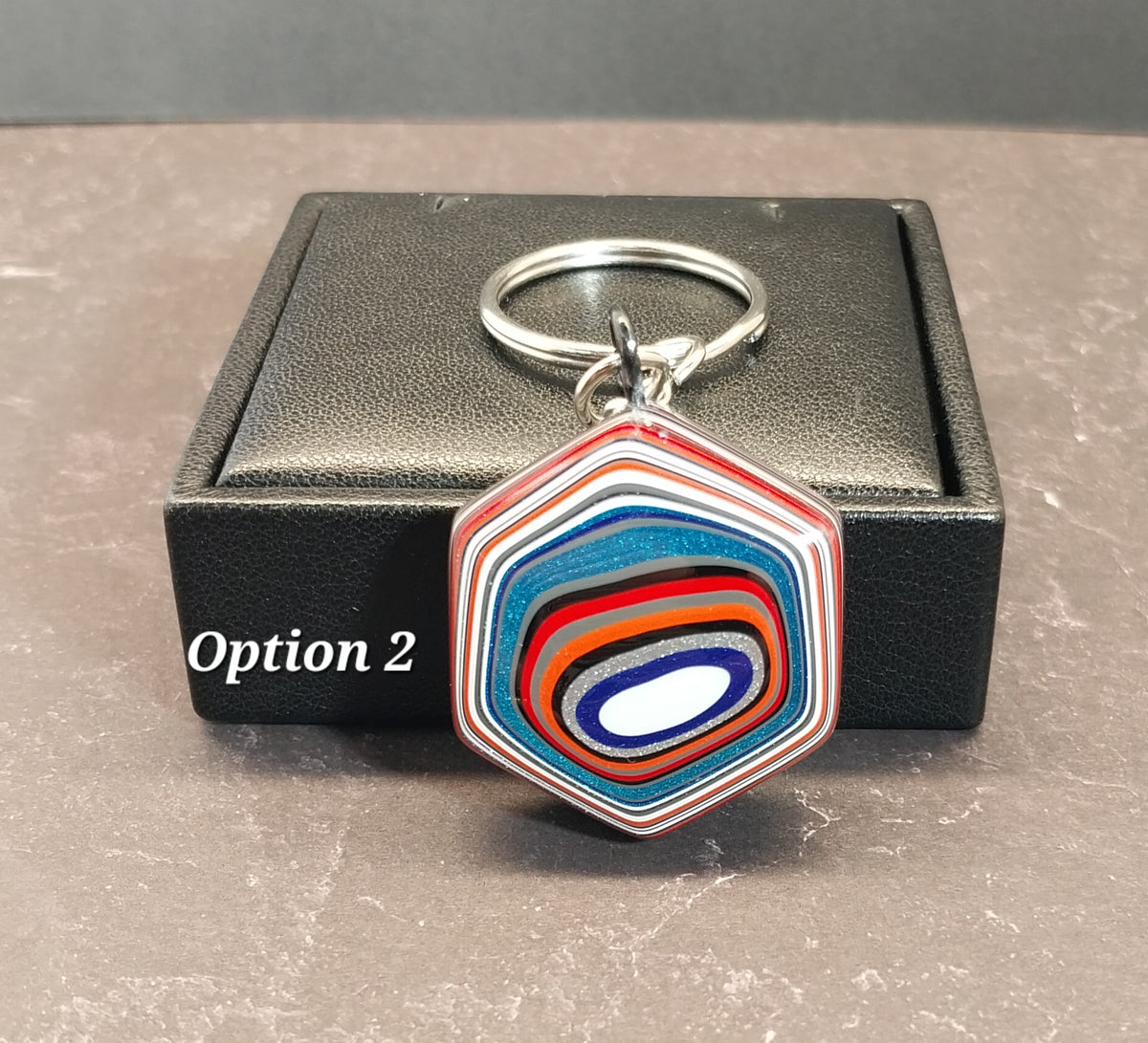 Fordite Keychain, Large Palm Stone Size, Ohio Motor Agate