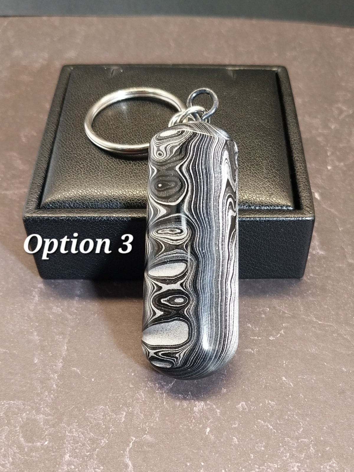 Fordite Keychain, Large Palm Stone Size, Ohio Motor Agate