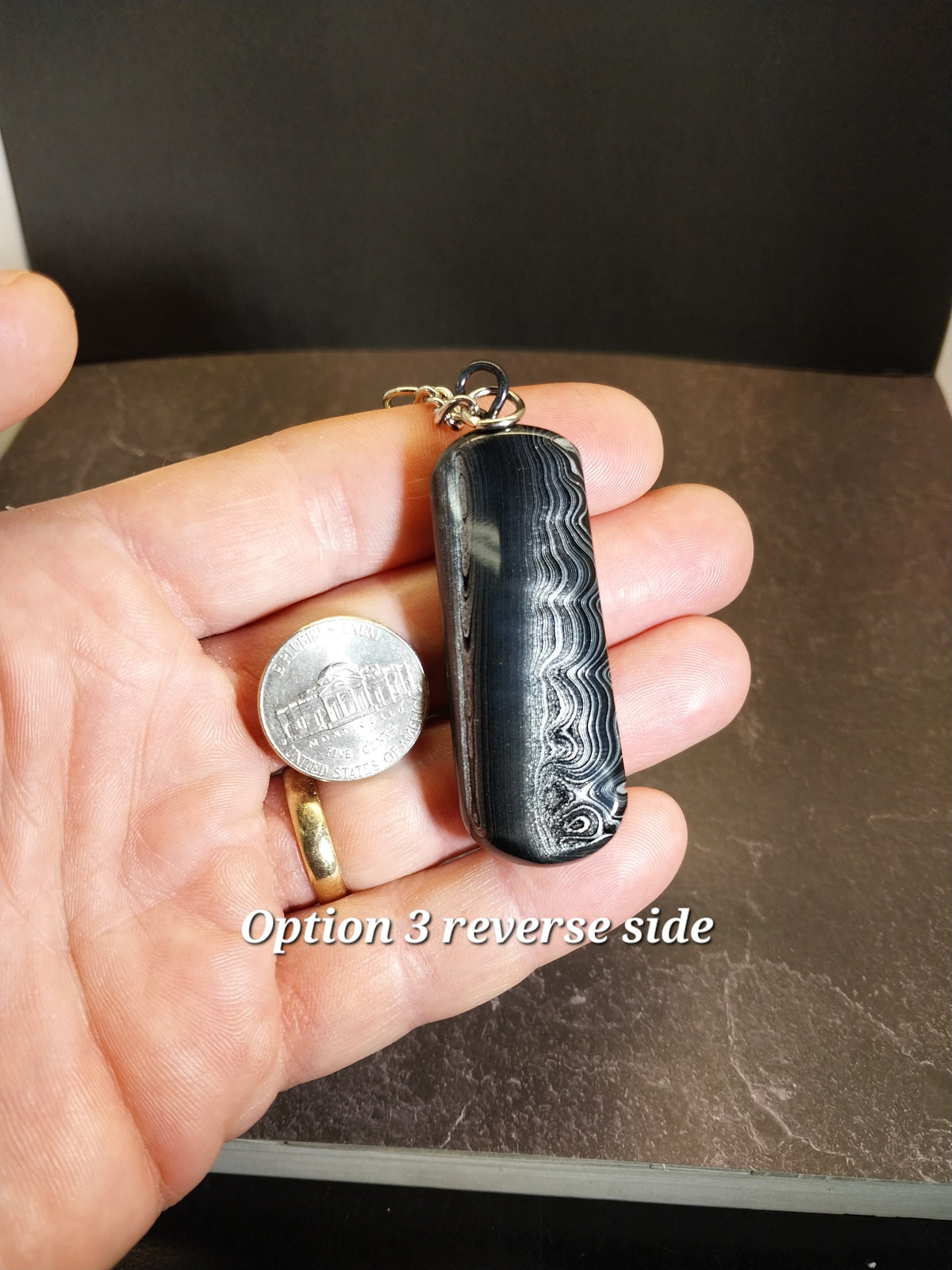 Fordite Keychain, Large Palm Stone Size, Ohio Motor Agate