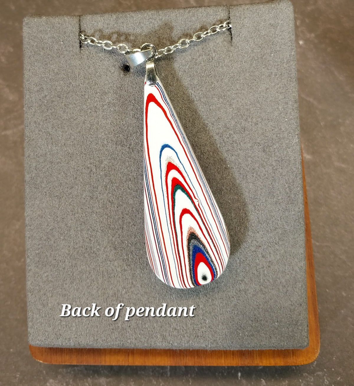 Fordite Necklace, Domed Teardrop Agate EB35