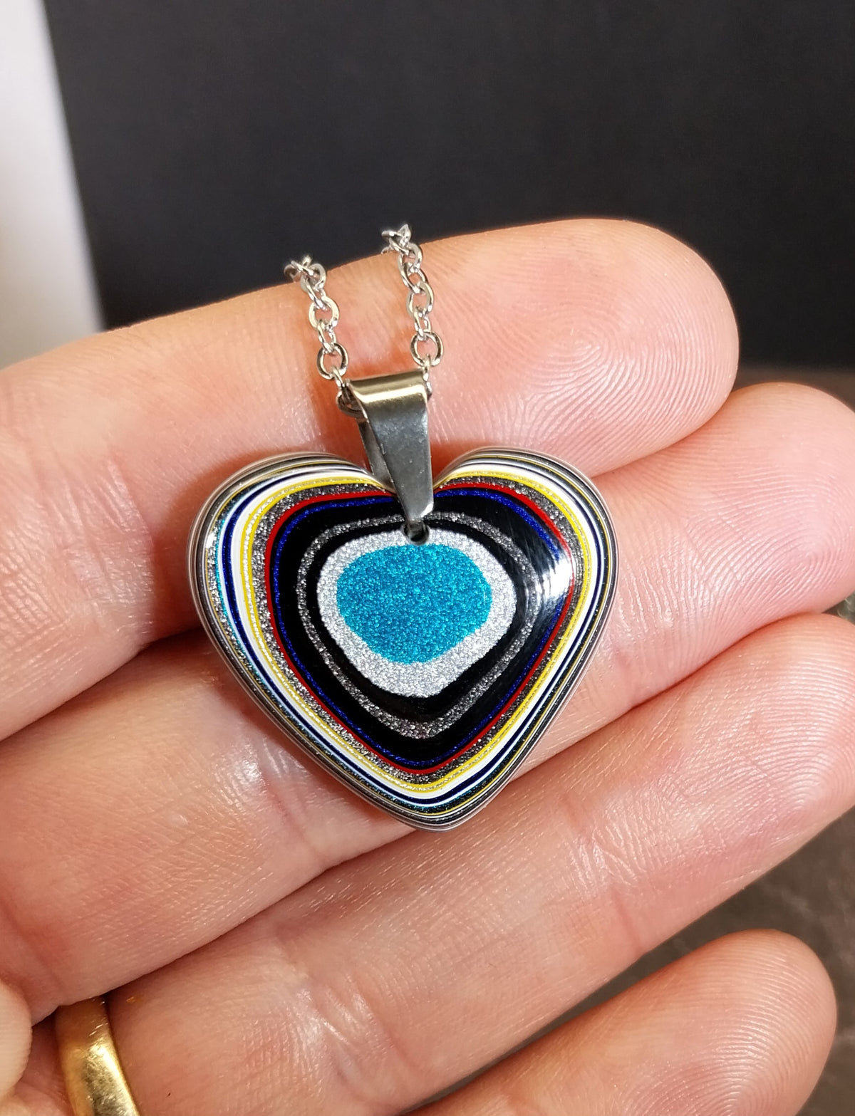 Fordite Necklace, USA Veteran Handmade, EB55