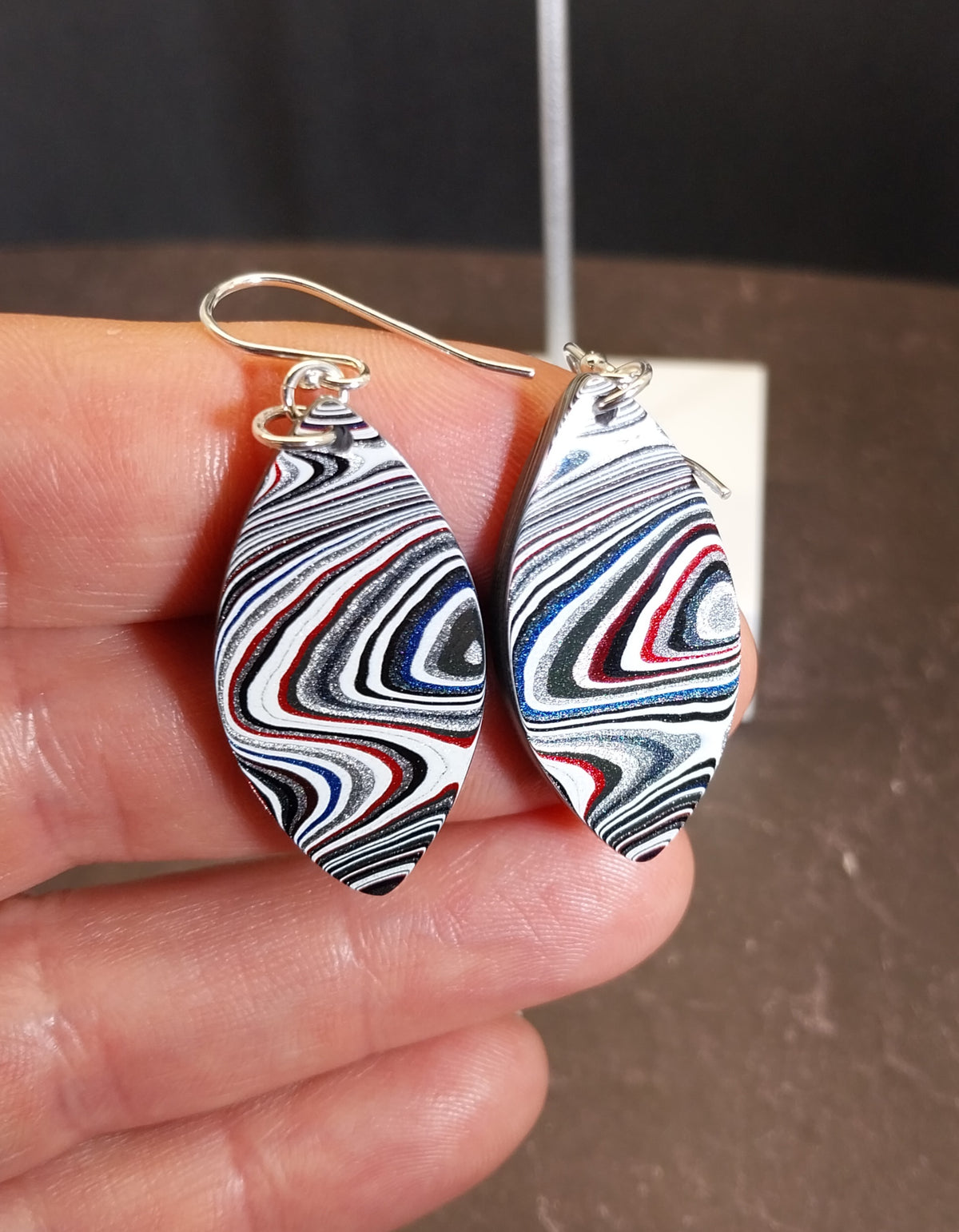 Fordite Earring Automotive Paint Jewelry and Sterling Silver