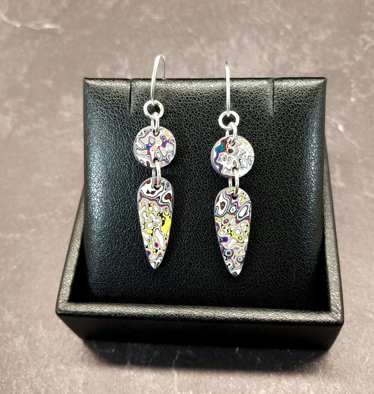 Fordite Earrings, Great Colors and Patterns, Fancy Set, Sterling Silver