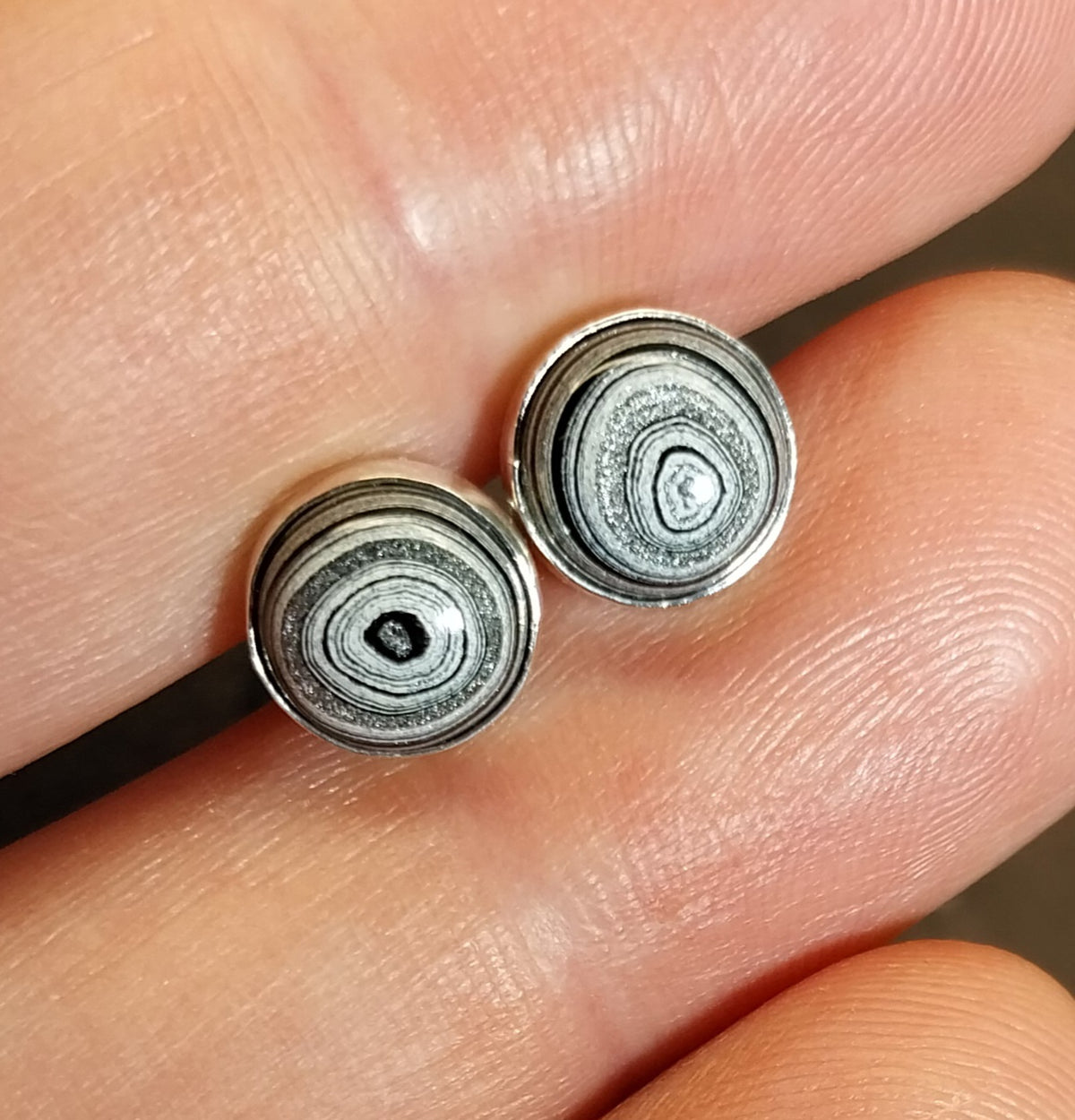 Michigan Fordite Stud Earrings in .925 Sterling Silver