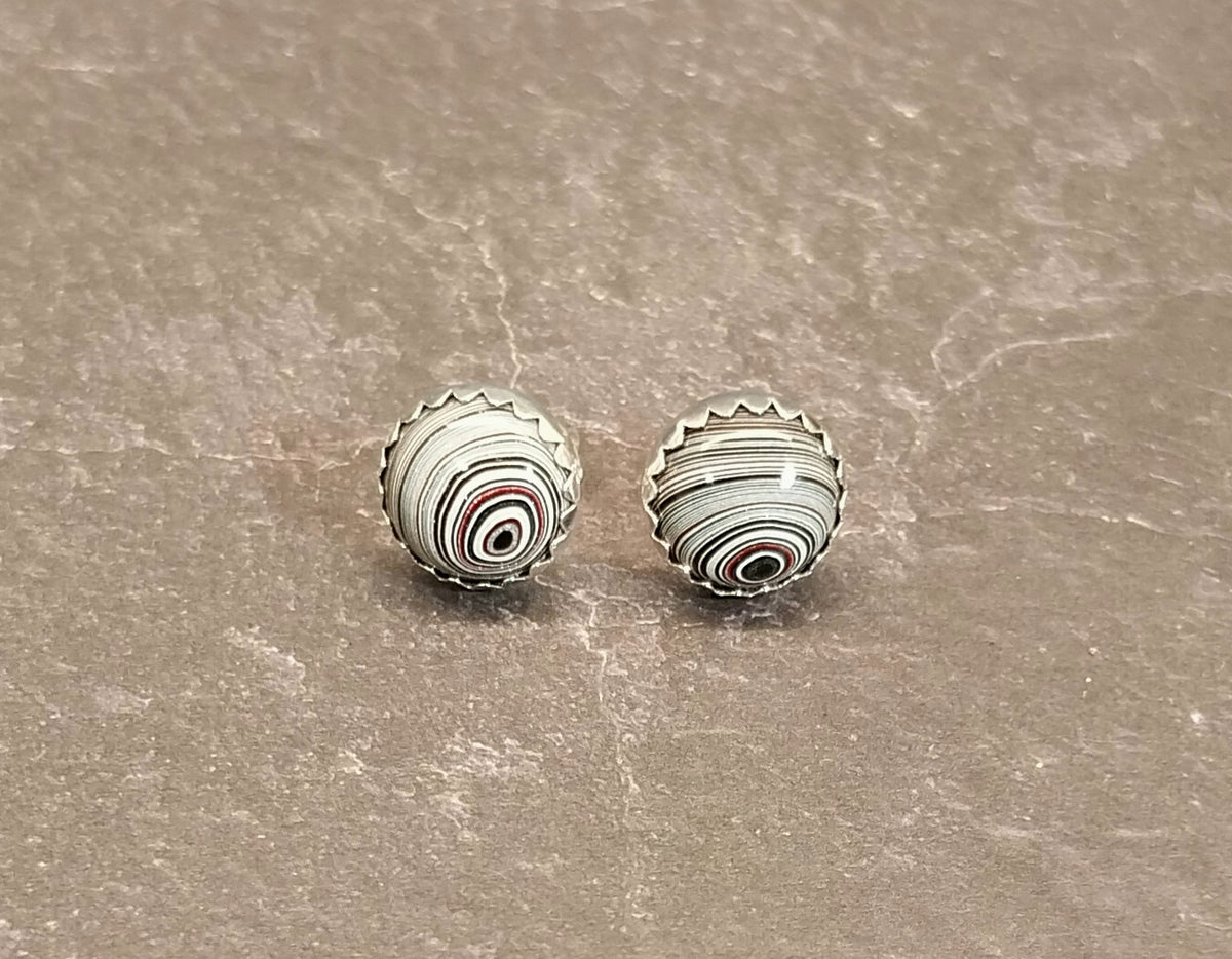 Fordite Silver Stud Earrings