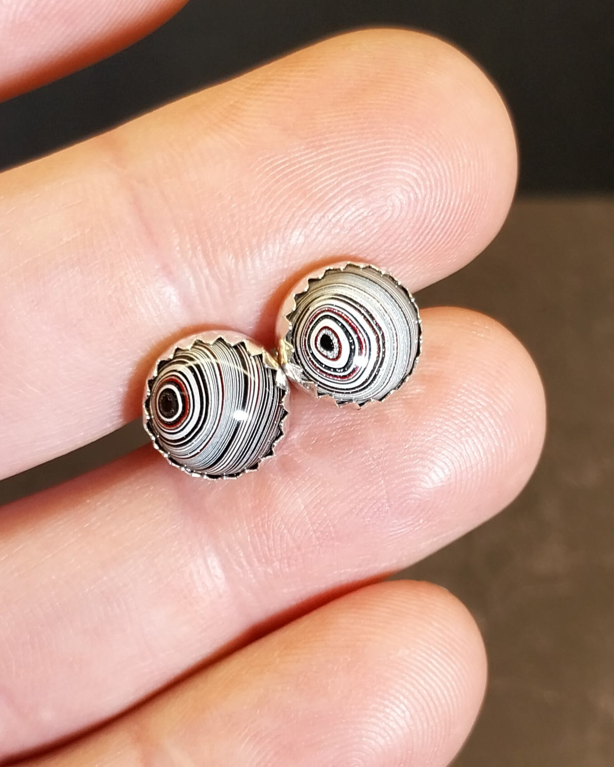 Fordite Silver Stud Earrings