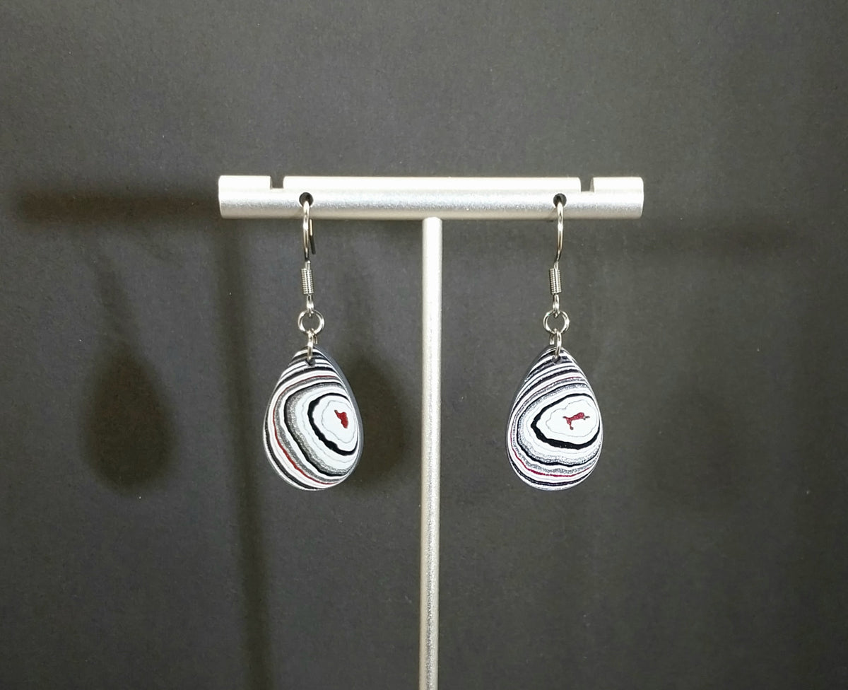 Michigan Fordite Earring in Stainless Steel, EB110