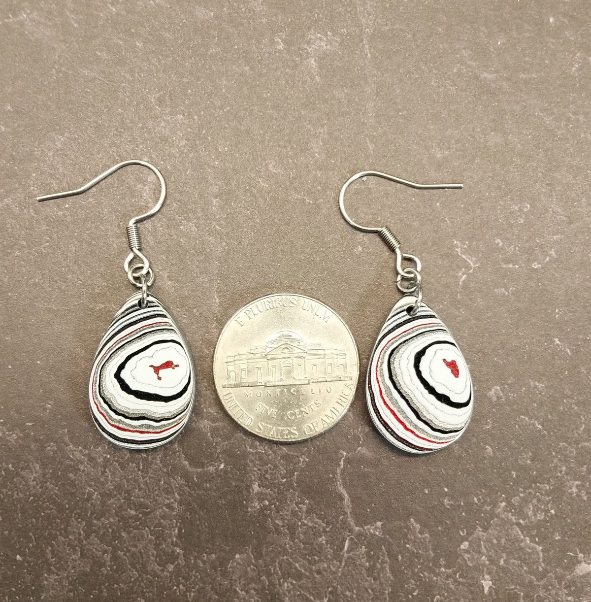 Michigan Fordite Earring in Stainless Steel, EB110