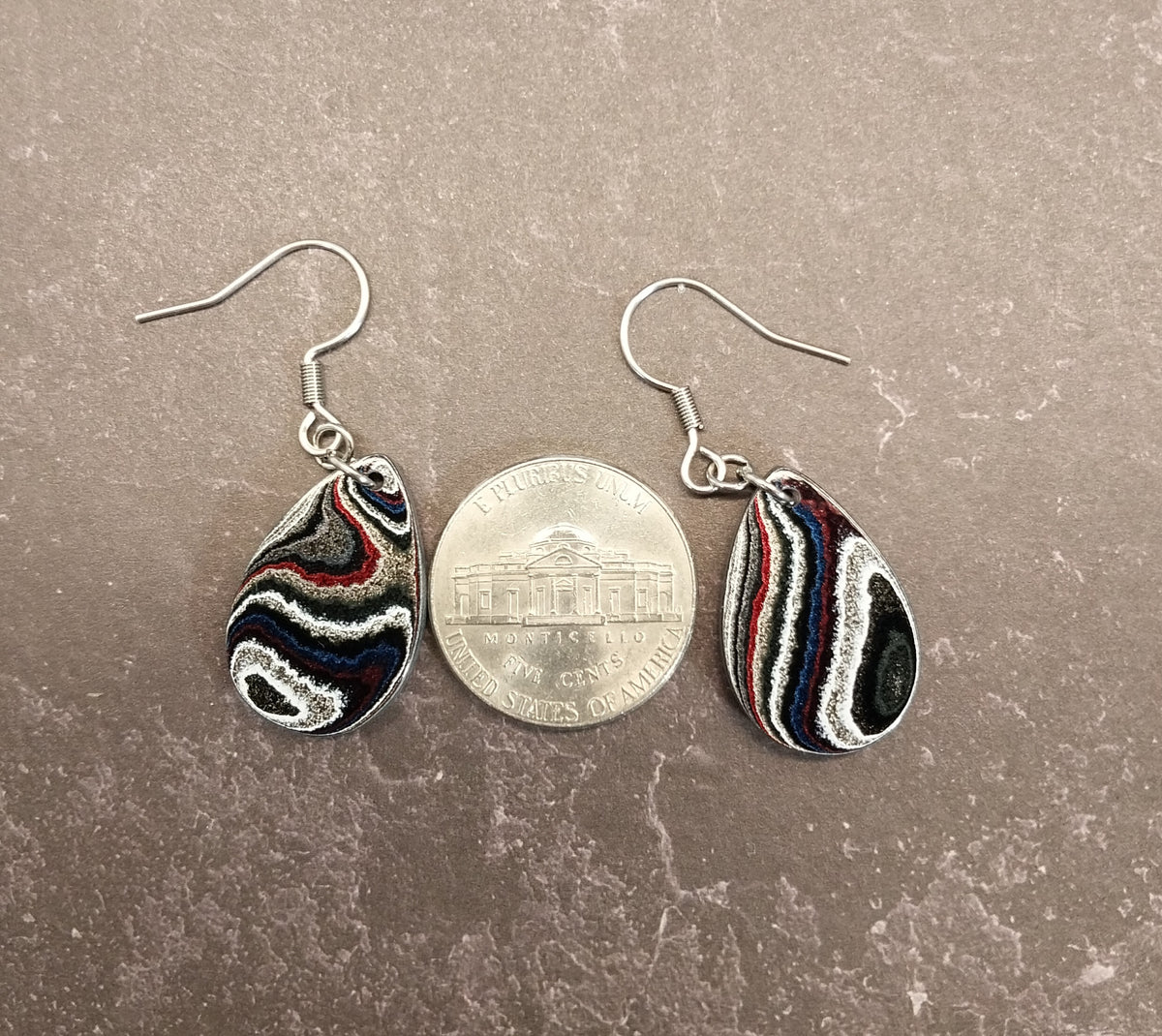 Michigan Fordite Earring in Stainless Steel, EB110