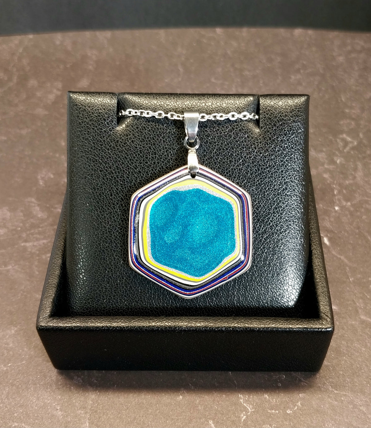 Fordite Necklace, Unique Shape, USA Handmade, EB117