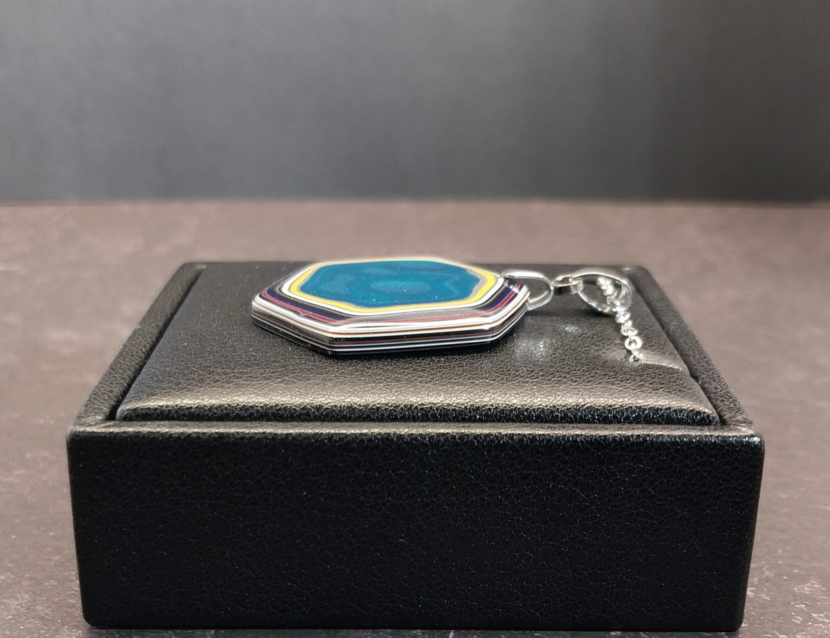 Fordite Necklace, Unique Shape, USA Handmade, EB117