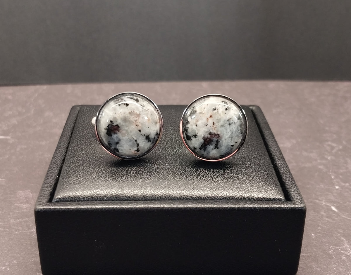 Yooper Sodalite CuffLinks, Michigan Yooper Stone, Stainless Steel