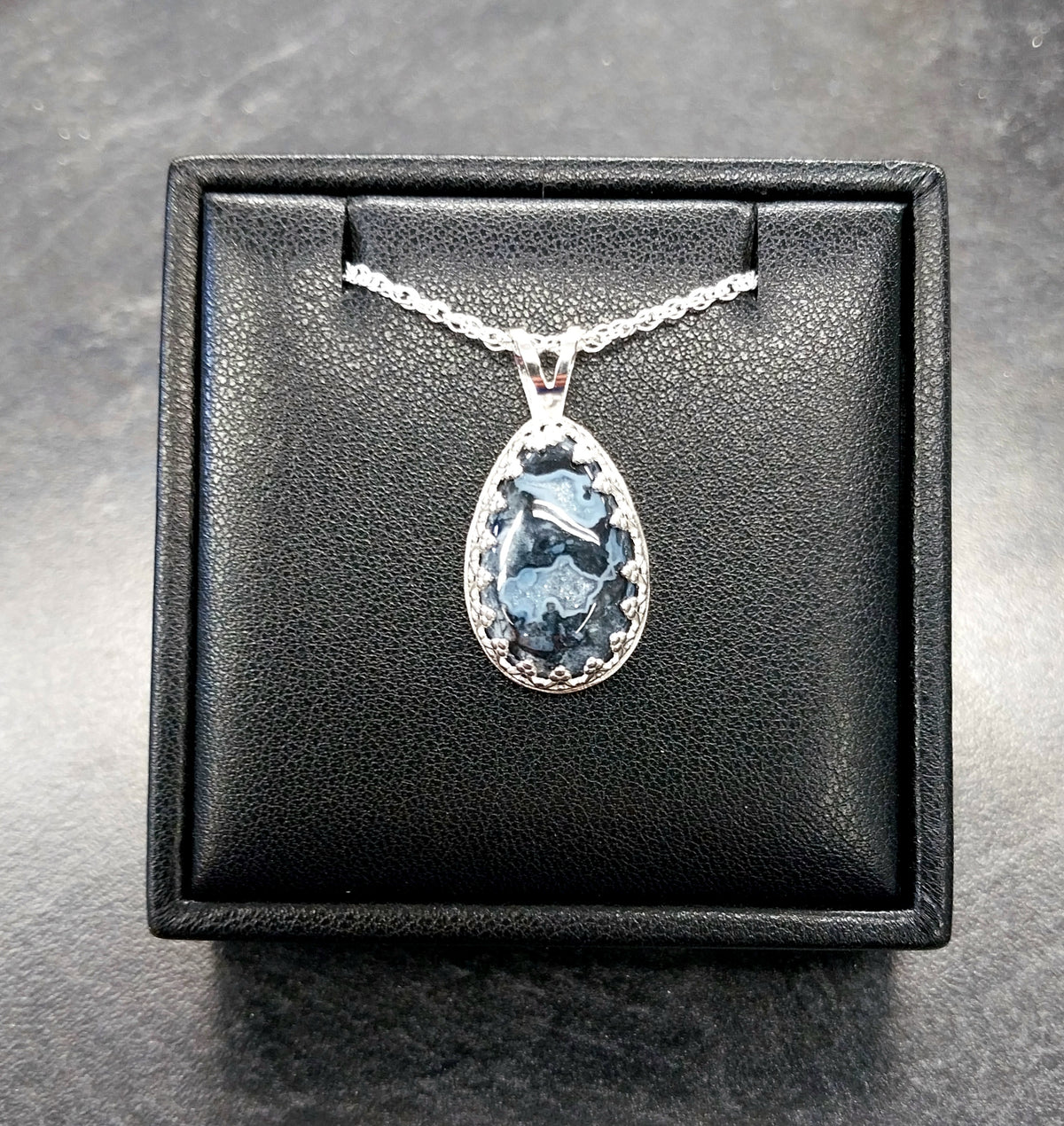 Nellie Blue Flint in Solid Sterling Silver, Ohio's State Stone